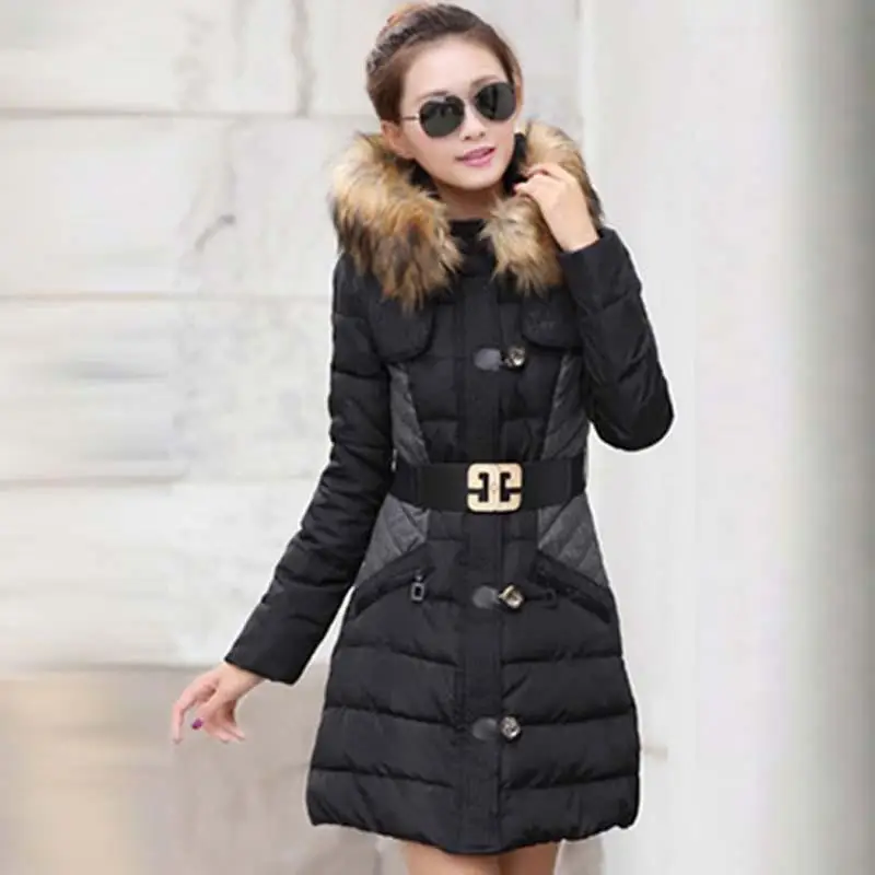 Nice Women Down Jacket Winter Jacket Female Parka Fur Collar Thickening Cotton Padded Winter Coat Manteau Femme 1PC