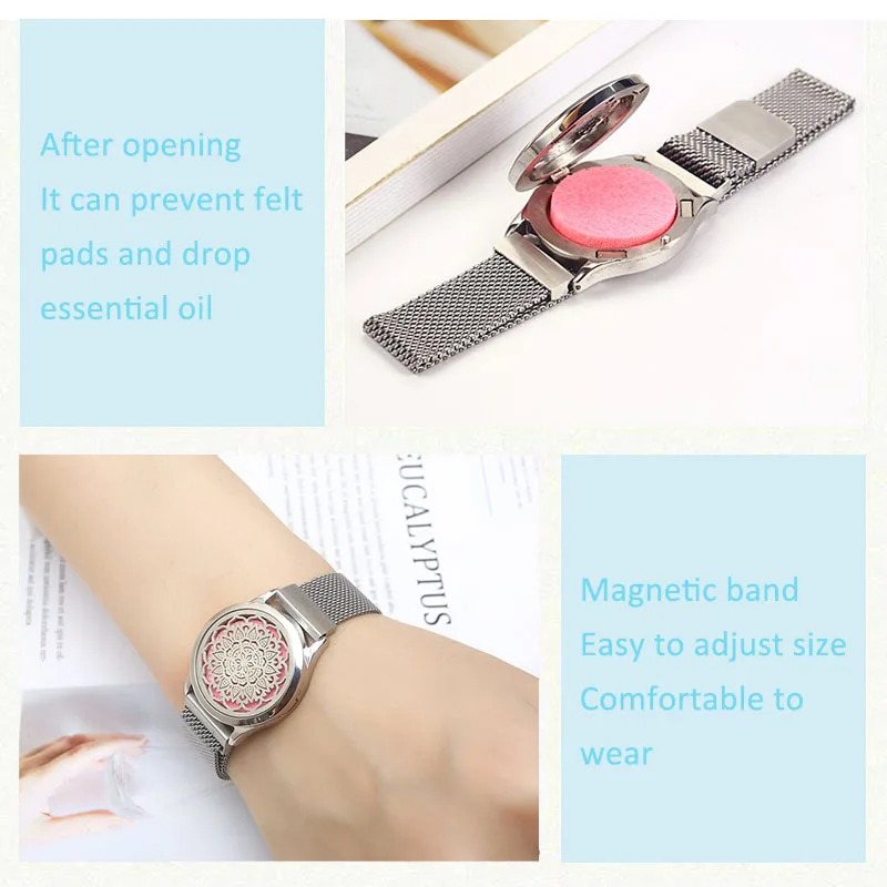 New Perfume Magnet Locket Bracelet Stainless Steel Ladestone Men Woman Bangle Essential Oil Aroma Diffuser Locket Bracelet