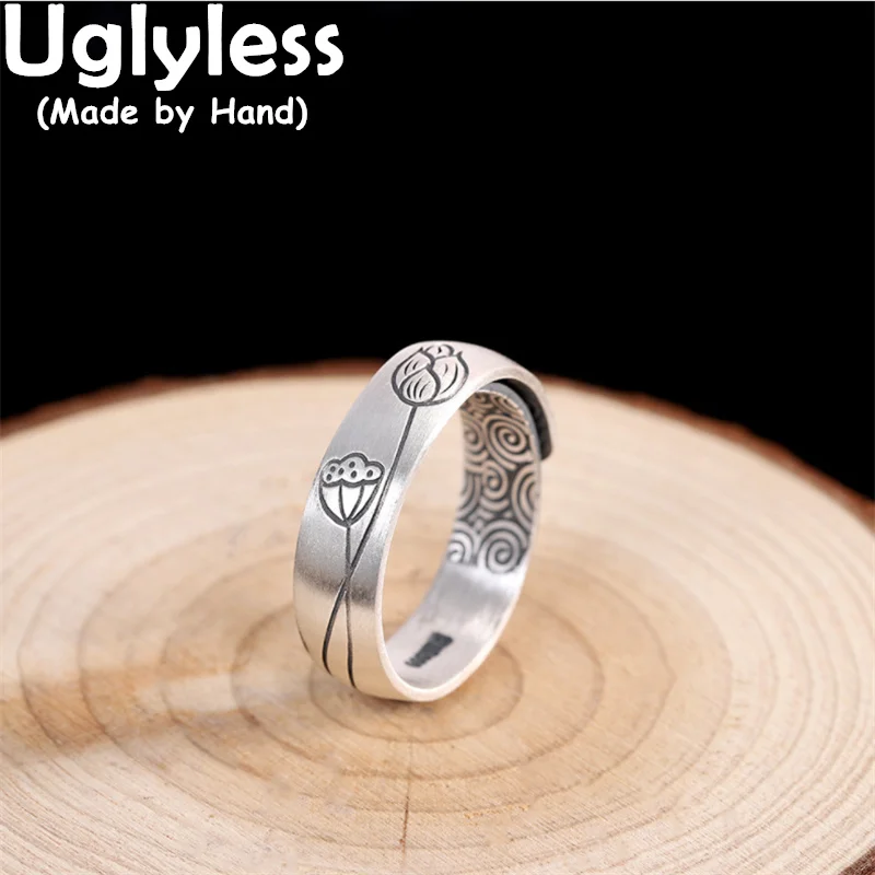 

Uglyless Summer Comes Thai Silver Lotus Buds Rings for Women Solid 999 Full Silver Lotus Jewelry Ethnic Oriental Beauty Rings