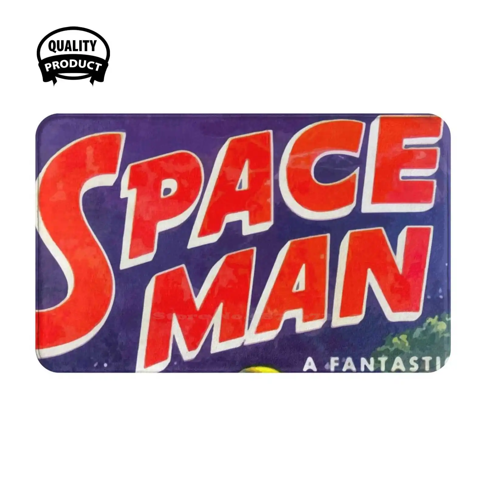 Spaceman Planet Discovery Vintage Retro Comics Soft Cushion Home Carpet Door Mat Car Rug Time Traveler Unknown Planet Flight