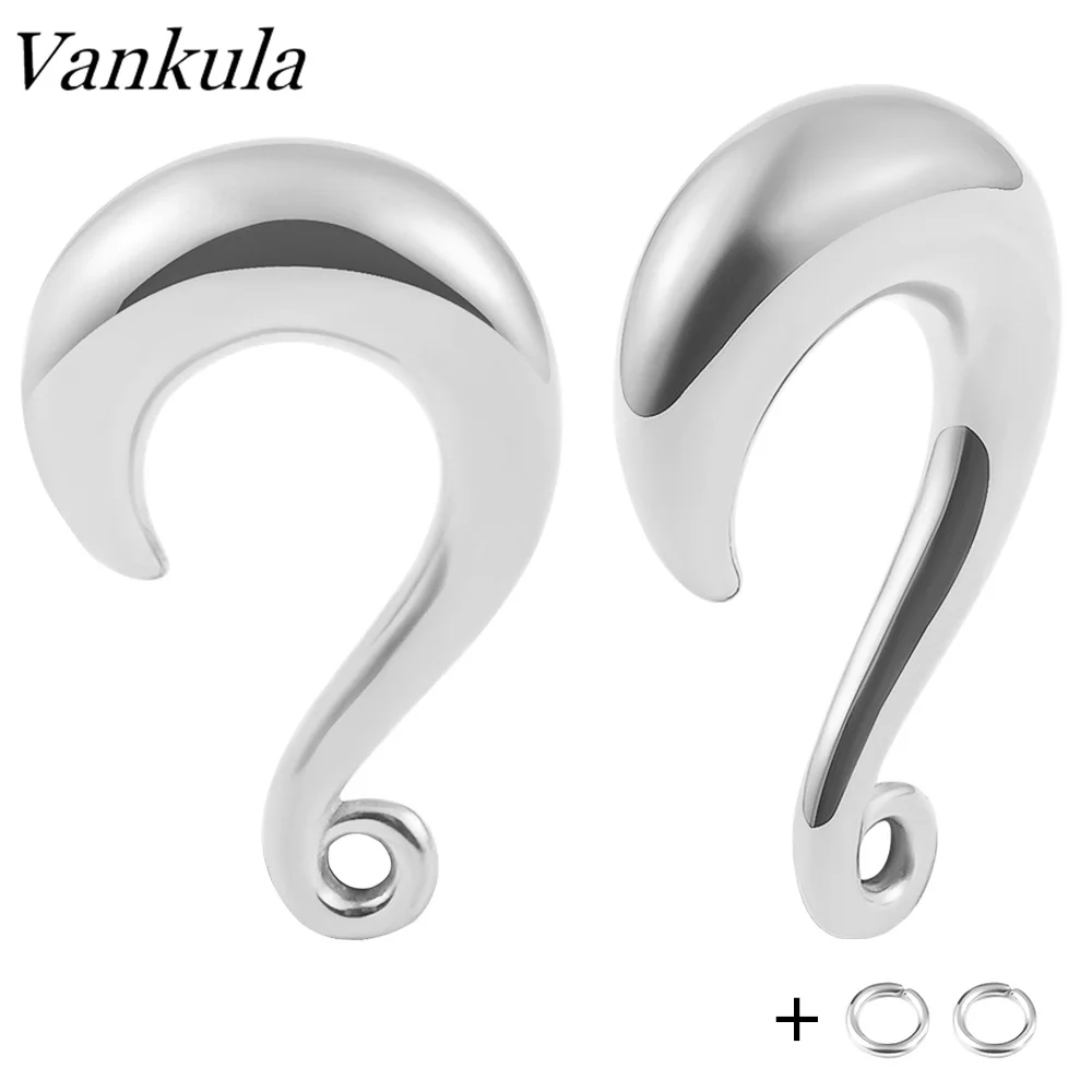 Vankula 2pcs 316L Stainless Steel Spiral Ear Taper Gauges PVD Coating Ear Tunnel Plugs Stretching Ear Hanger Weight 4mm 6mm 8mm
