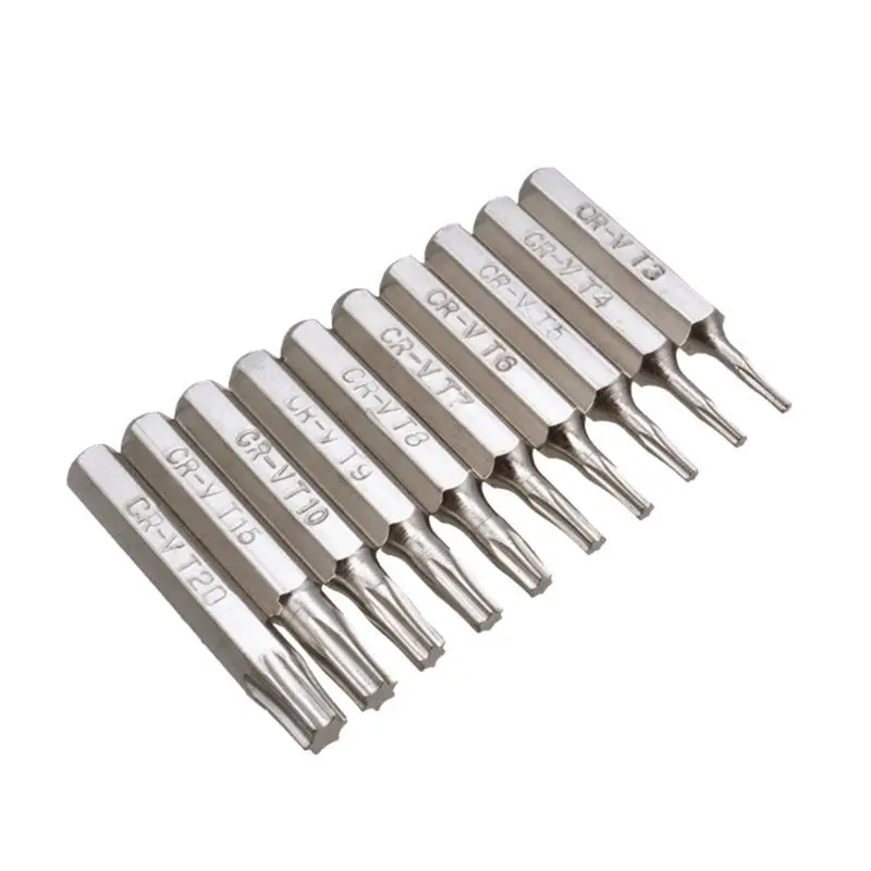 10PCS CR-V Torx Screwdriver Bits Set T3 T4 T5 T6 T7 T8 T9 T10 T15 T20 Mobile Repair Bit Plum Blossoms Repairing Head