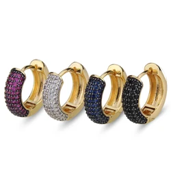 SUNSLL Multicolor Cubic Zircon Roud Hoop Earrings Gold Plated Earring For Women Girls Fashion Party Jewelry Gifts 3 Sizes
