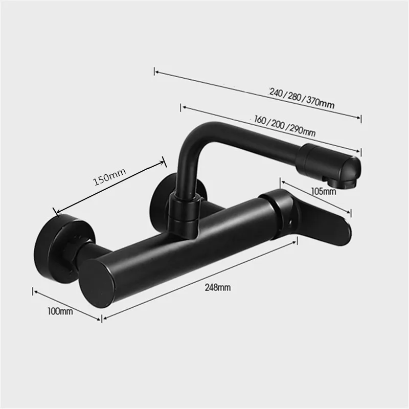 Kitchen Faucet Black/Silver Brass 360 Rotate Nozzle Tap Single Handle Bathroom Fold-able Faucet Cold Hot Water Sink Mixer Taps