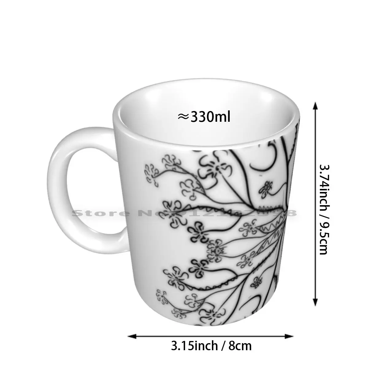 Zen 3 Ceramic Mugs Coffee Cups Milk Tea Mug Zen Line Art Quadrant Radial Symmetry Cool Trippy Creative Trending Vintage Gift