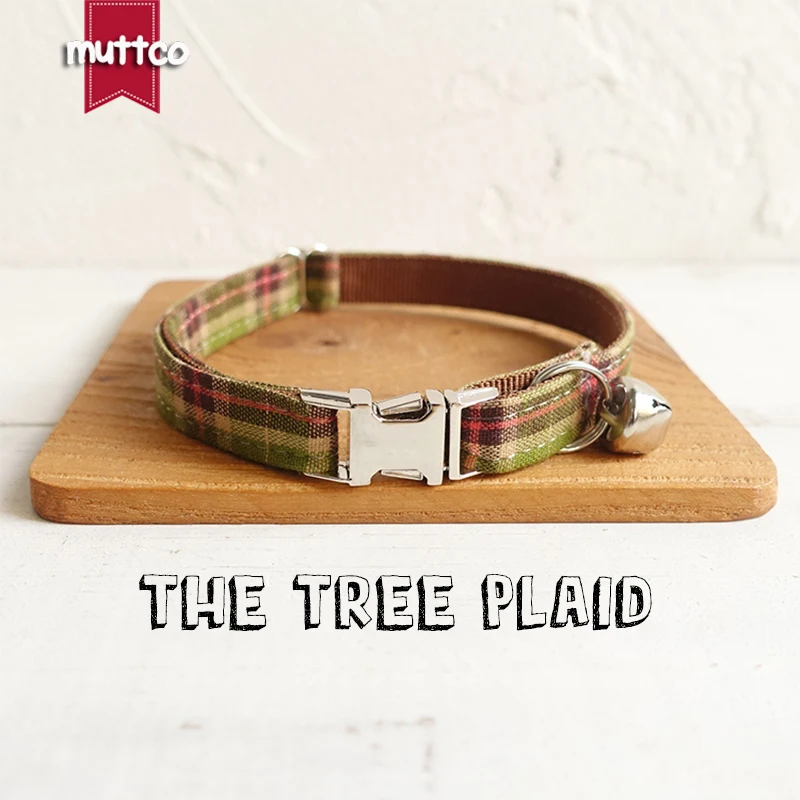 10pcs/lot MUTTCO Retailing self-designed British style collar THE TREE PLAID fashion cat collar 2 sizes UCC040