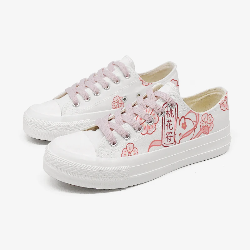 Amy and Michael New Original Design Fashion Ladies Skateboard Shoes Low Top Flat Hand Painted Canvas Shoes Woman Vulcanize Shoes