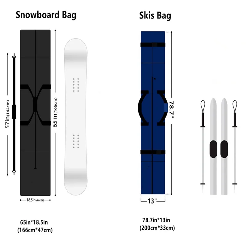 Snowboard Bag And Ski Bag 200 Cm Of Snowboard Length Can Be Adjusted 600D Waterproof And Wear-Resistant Material