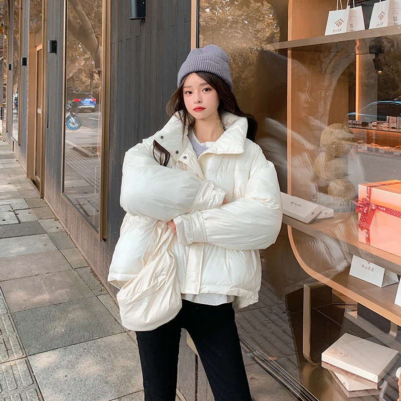New winter down cotton loose parka coat winter women's coat warm thick long-sleeved large size yellow puffer thick jacket jacket