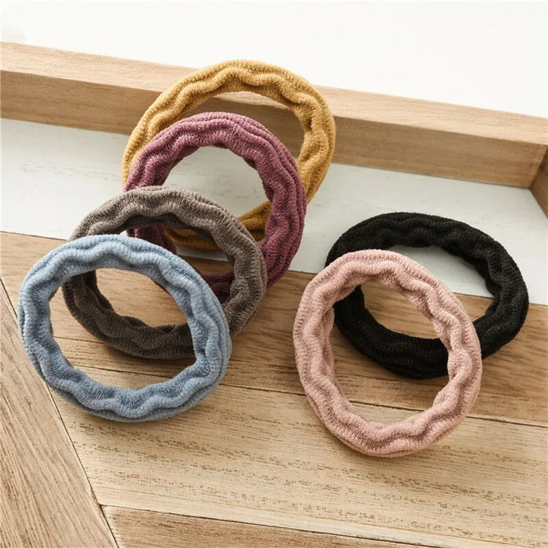 5Pcs Korean Fashion Wave Strong Elastic Hair Bands Rubber Hair Ties Band Rope for Women Girls Ponytail Holder Hair Accessories