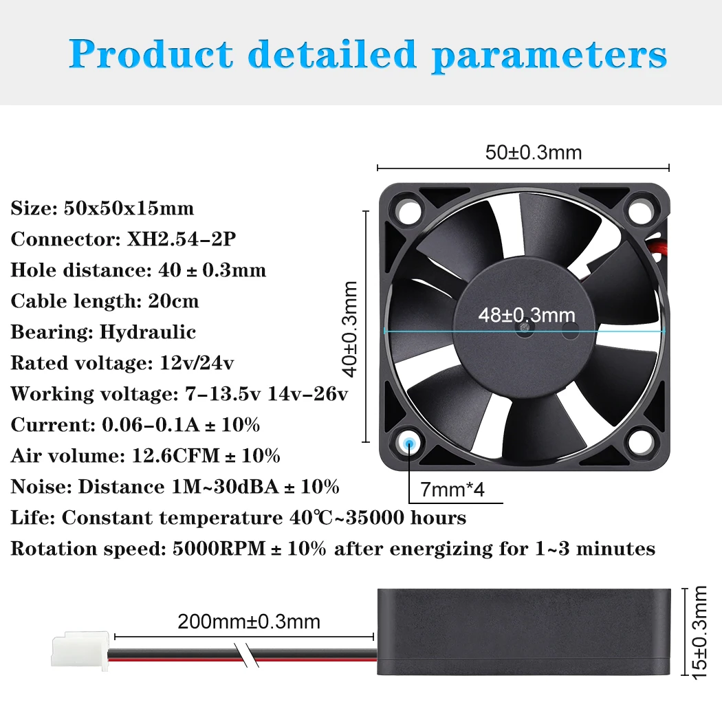 2 قطعة Gdstime DC 12v 24v 2 دبوس 5015 5 سنتيمتر 50 مللي متر 50x50x15 مللي متر 3D طابعة أجزاء التبريد مروحة