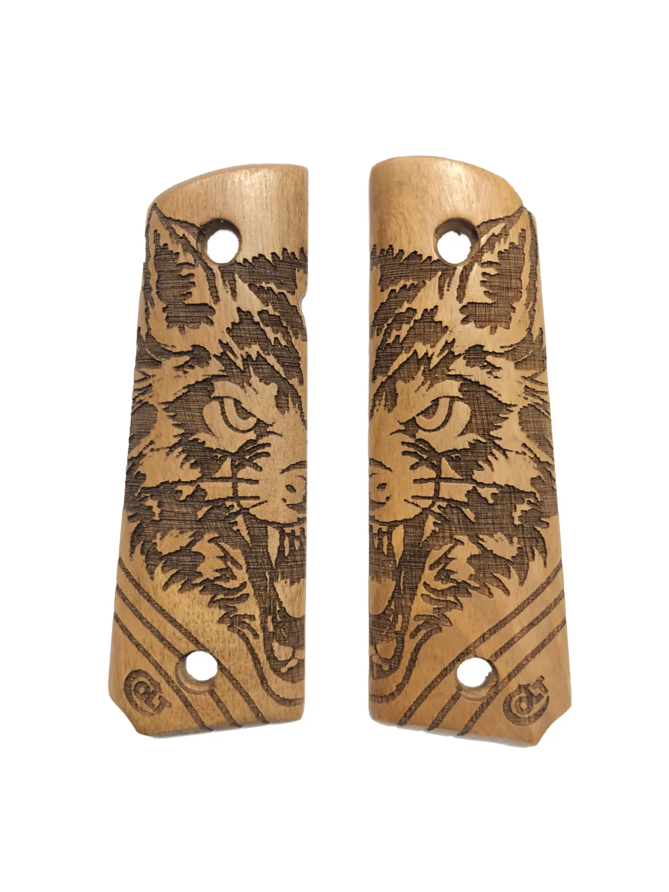 

Colt 1911 Compatible Tiger Model Colt Writing Laser Cut Wooden Grip