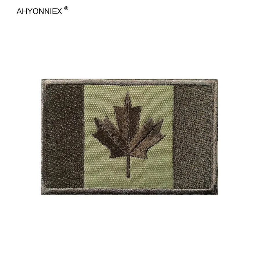 AHYONNIEX 1 PC Embroidery Canada Maple Leaf Country Flag Patch Fabric Tactical Morale Cloth and Bag Sticker Badge DIY