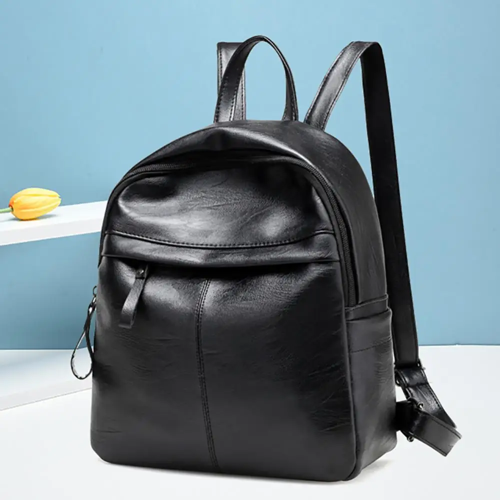 Leisure Faux Leather Large Capacity Adjustable Straps Woman Travel Bag Backpack