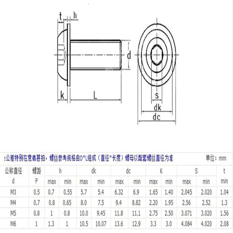 5-50Pcs M3 M4 M5 M6 M8 M10 304 Stainless Steel Half Round button Flange Head with Washer Inner Hex Socket allen Screws Bolt