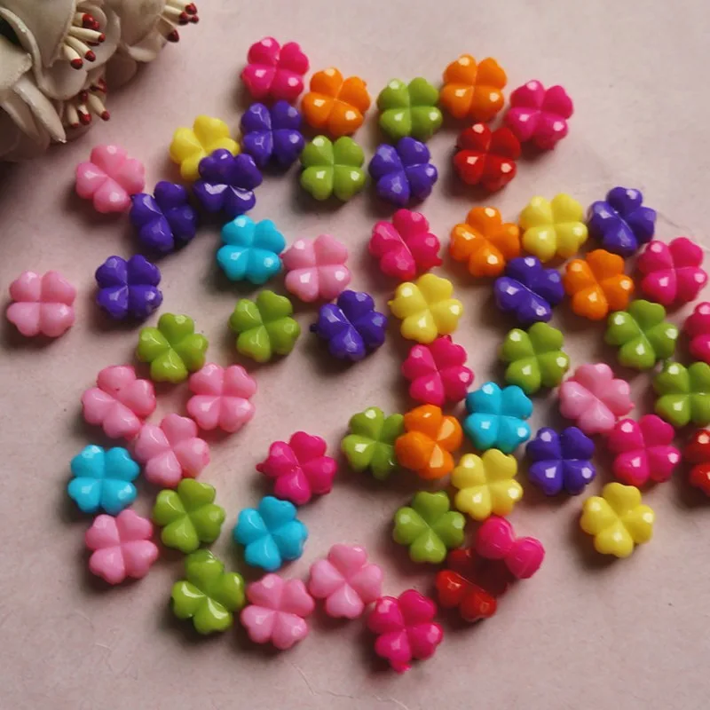 50Pcs/Lot 6x11mm Acrylic Mixed Color Four Petal Love Flower Shape Beads For Jewelry Making DIY Bracelet Necklace Accessories