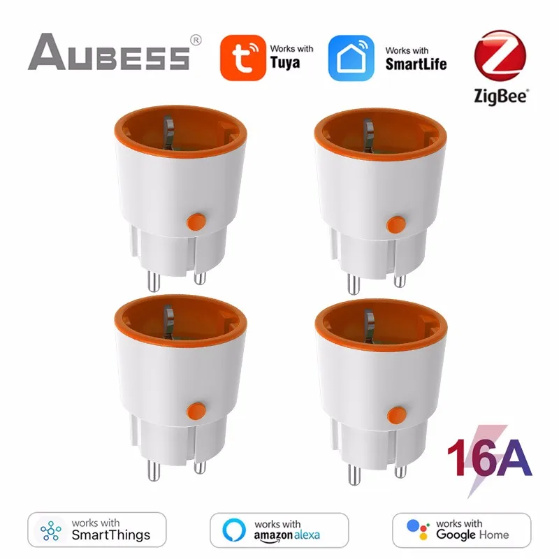 Tuya ZigBee 3.0 Smart Power Plug EU 16A Smart Socket Energy Monitor Outlet Wireless Voice Remote Control Alexa Google Home