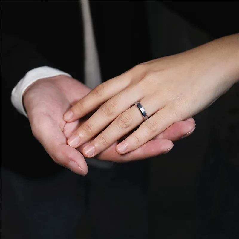 TIGRADE 4/6/8/mm Schwarzer Wolframkarbid-Ring für Männer, Gebürstete Silberfarbe, Ehering, Verlobungsringe für Frauen, Herrenschmuck – Detail 10