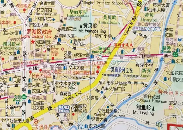 Shenzhen Map Chinese-English Translation Street Map of Shenzhen City District Shenzhen Map Traffic Map Road Map Guide