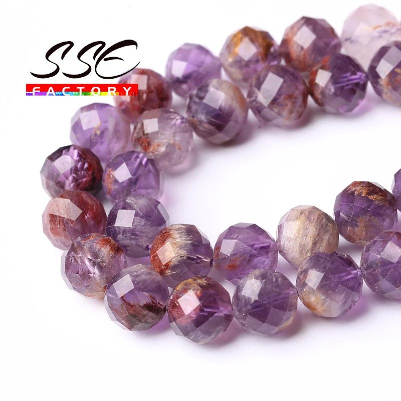 

A+ Natural Faceted Purple Ghost Quartz Beads Gem Stone Loose Spacer Bead For Jewelry Making DIY Perles Bracelets 15" 6 8 10mm