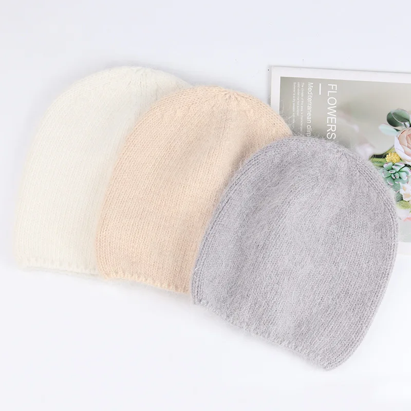 VISROVER 10 Colorways New Simple Rabbit fur Winter Hat For Woman Soft Autumn Cap Best Matched Woman Warm Skullies Beanie Gift