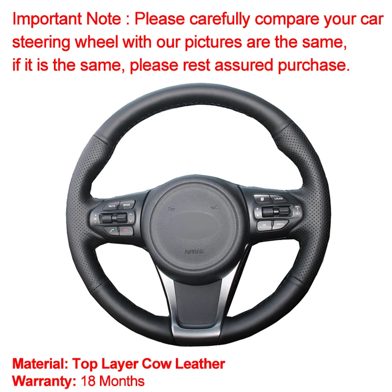 Hand Sewing Car Steering Wheel Cover Top Cow Leather For Kia Sorento 2015 2016 2017 2018 Sedona 2015 2016 2017 2018 2019 Volant