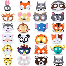 24pcs Kids Boy Girls Felt Animal Masks Cosplay Dress-Up Party Favors for Birthday Gifts Christmas Tiger Lion Easter