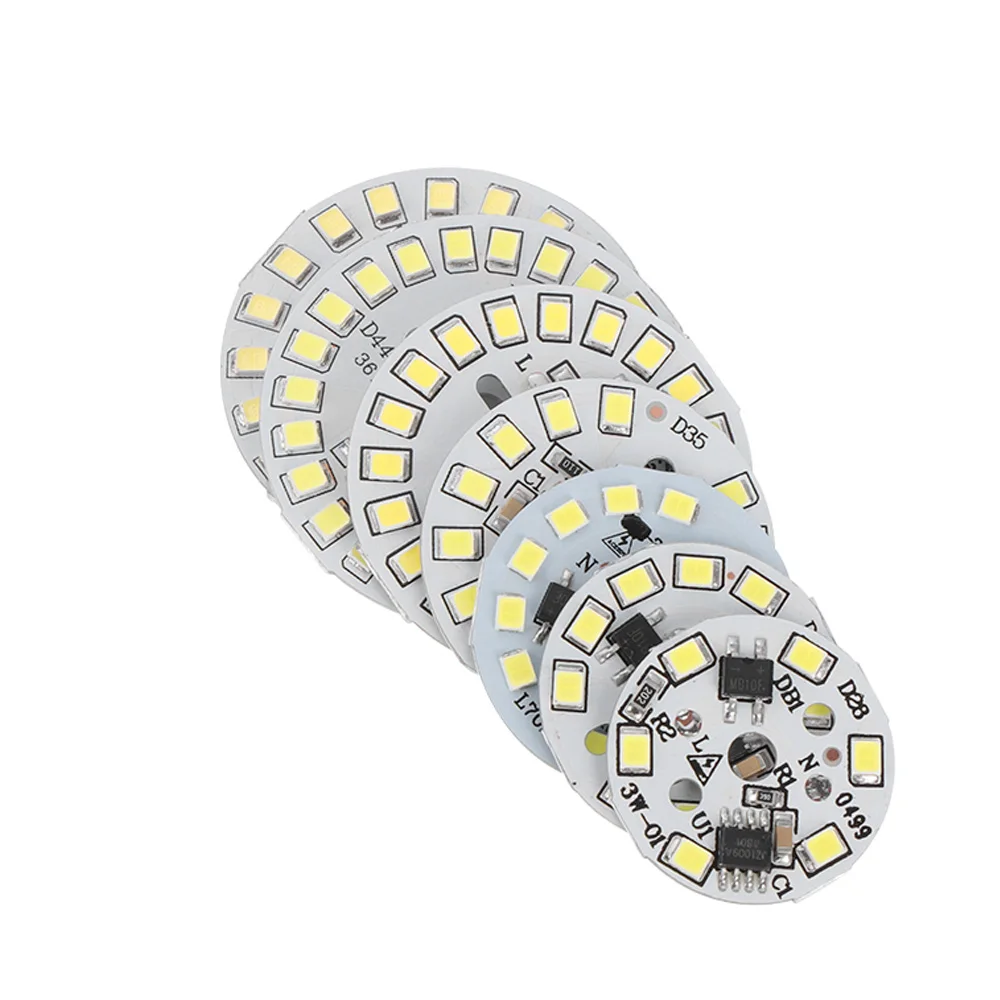 Bombilla LED SMD de 15W, 12W, 9W, 7W, 5W, 3W, Chip de luz, entrada de AC220V, IC inteligente, luz blanca, 5 unidades