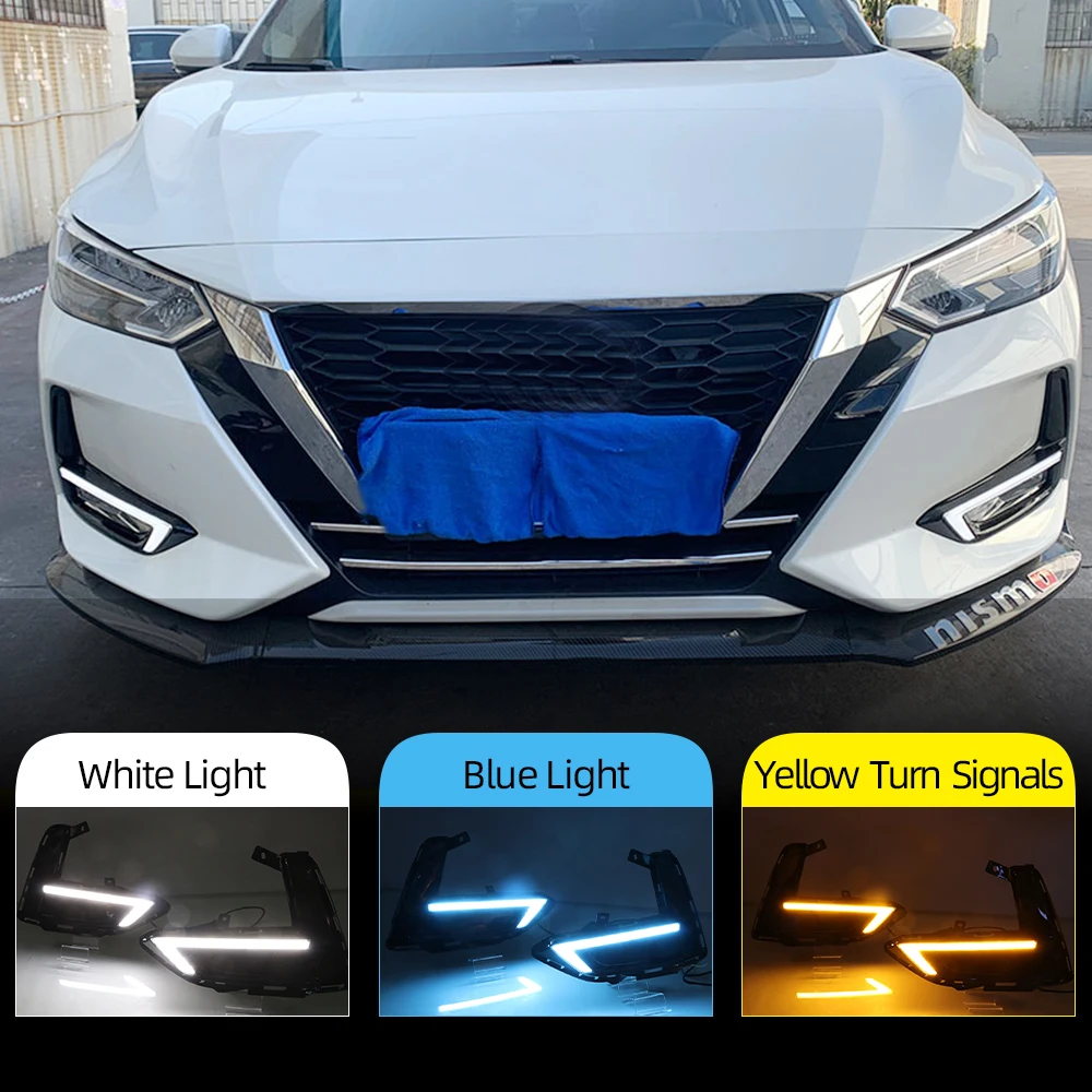 For Nissan Sentra Sylphy 2019 2020 2021 2022 LED Daytime Running Light Car Accessories Waterproof 12V DRL Fog Lamp Decoration