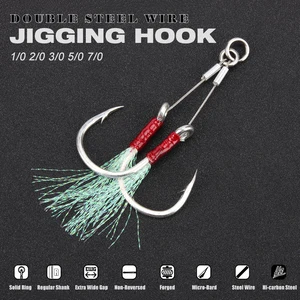 SPINPOLER-DUPLE FISHING HOLDER, JIGGING Hook with penalties jig hooks, assist rig, fish combat, 1: 0, 2/0, 3/0, 5/0, 7/0, 2 pairs per lot per lot 6 Main Sales Bass Bass 5 Cords - №6