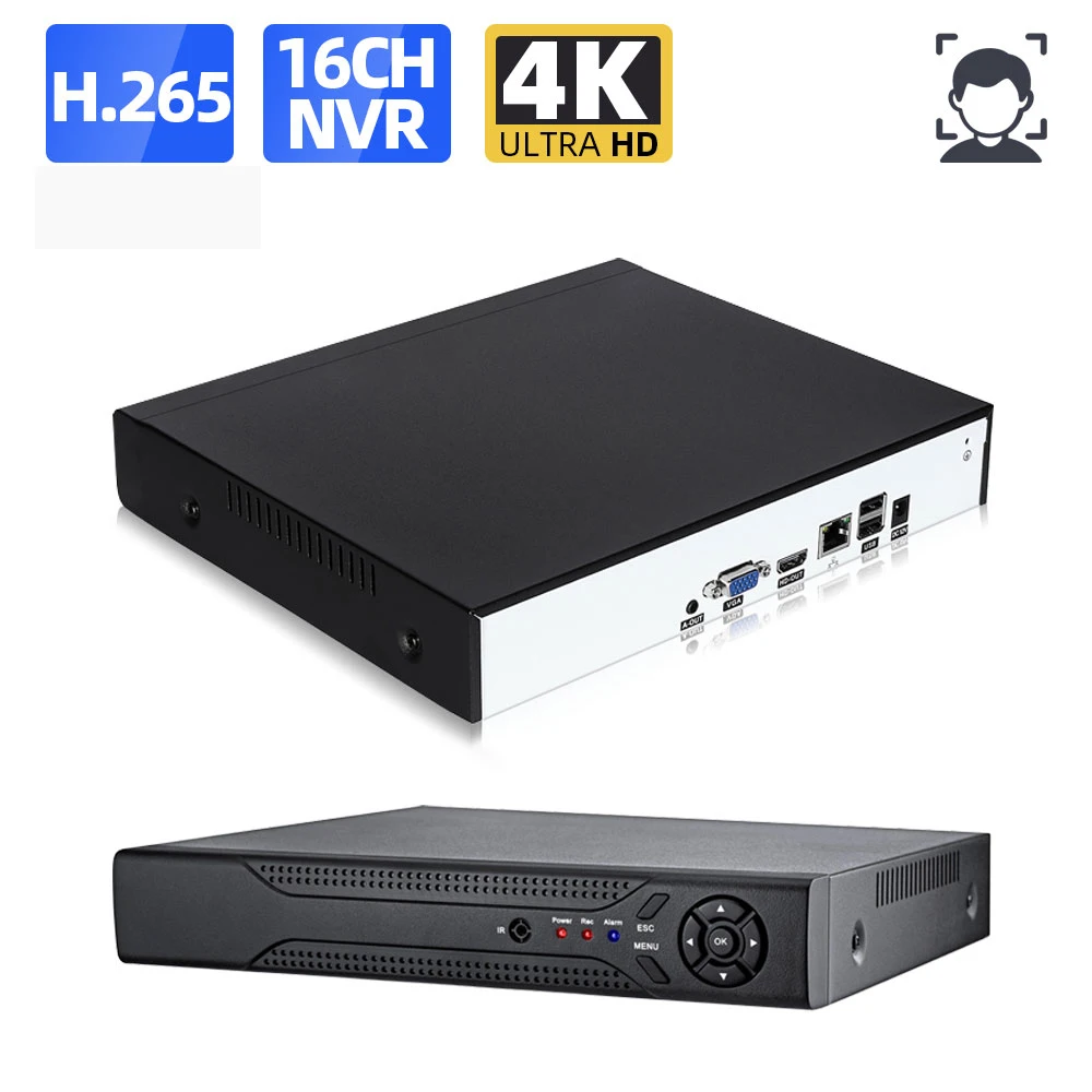 AHCVBIVN 16CH 5MP 4K CCTV H.264/H.265 NVR DVR Network Video Recorder for Face Detection IP Camera 2 SATA XMEYE P2P