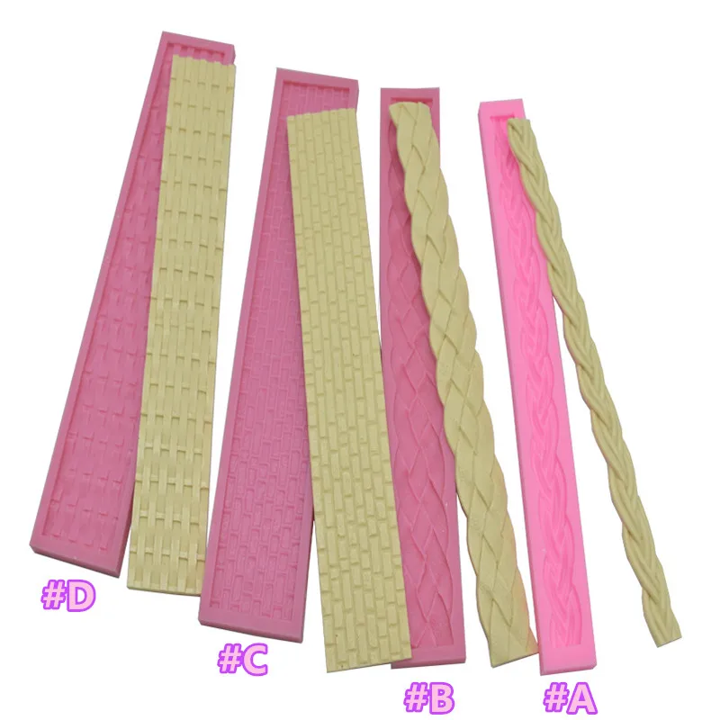 Long Knit Rope Silicone Mold Fondant Cake Border Decorating Tool Pastry Candy Chocolate Fondant Mould Baking Tools