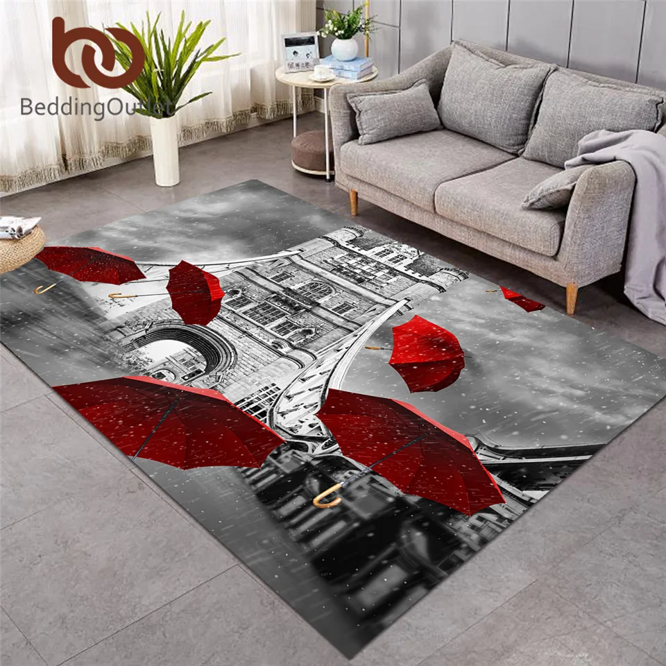 

BeddingOutlet Red Umbrella Large Carpet for Living Room England London Floor Mat Tower Bridge on River Thames Area Rug 152x244cm