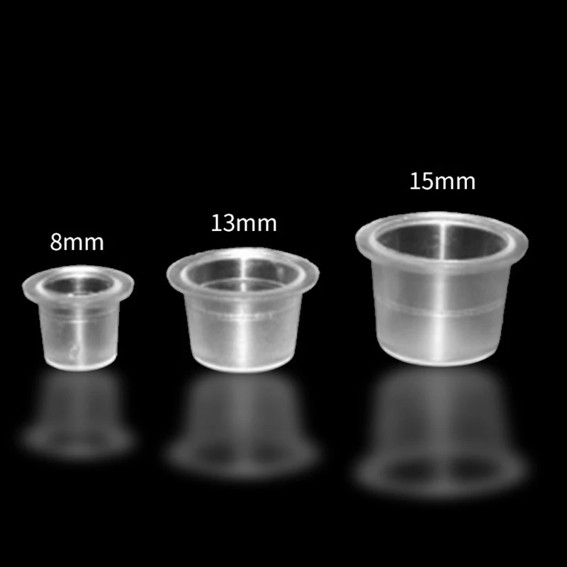 100pcs Disposable Tattoo Ink Cups Plastic Pigment Clear Holder Container Caps Tattoo Permanent Makeup Microblading Accessory
