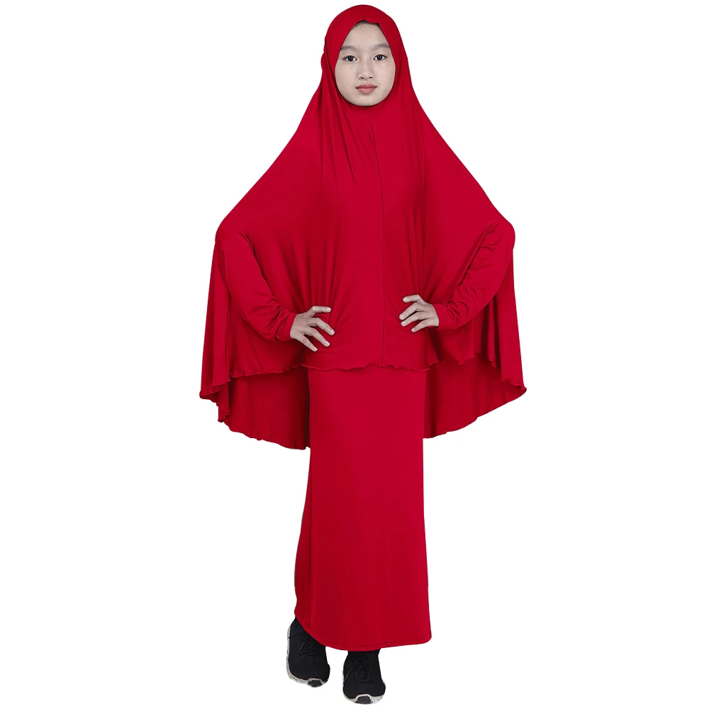 Set Musulmano Per Bambini Ragazze Robe Abaya Burka Hijab Islamico Maxi Vestito Abiti di Preghiera Ramadan Arabo Abito Per Bambini Abiti Copertura Completa Nuovo