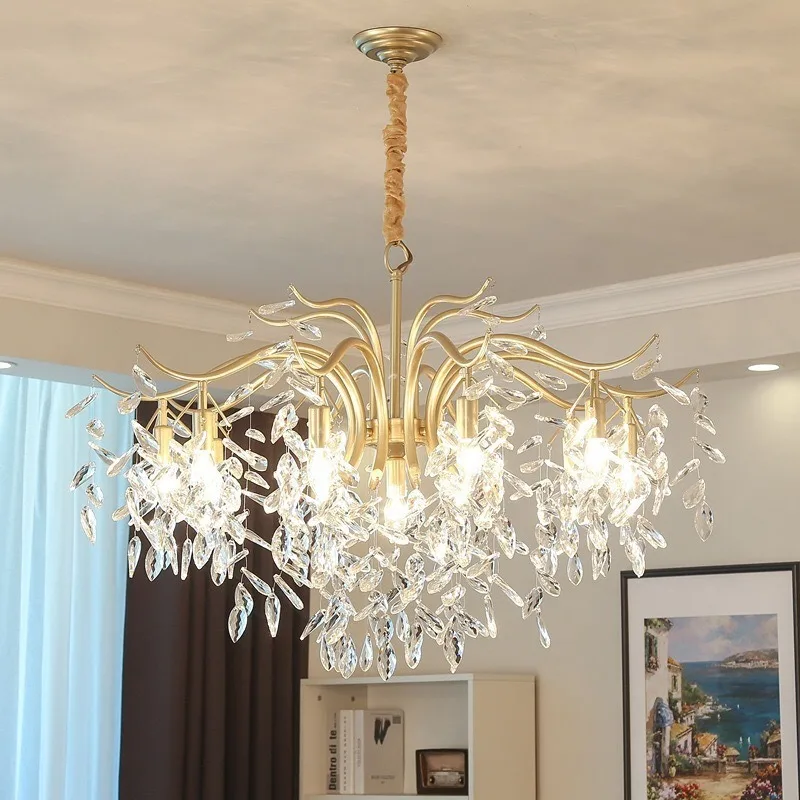 

European style light luxury modern crystal living room nordic creative net red simple bedroom dining room chandeliers LX110717