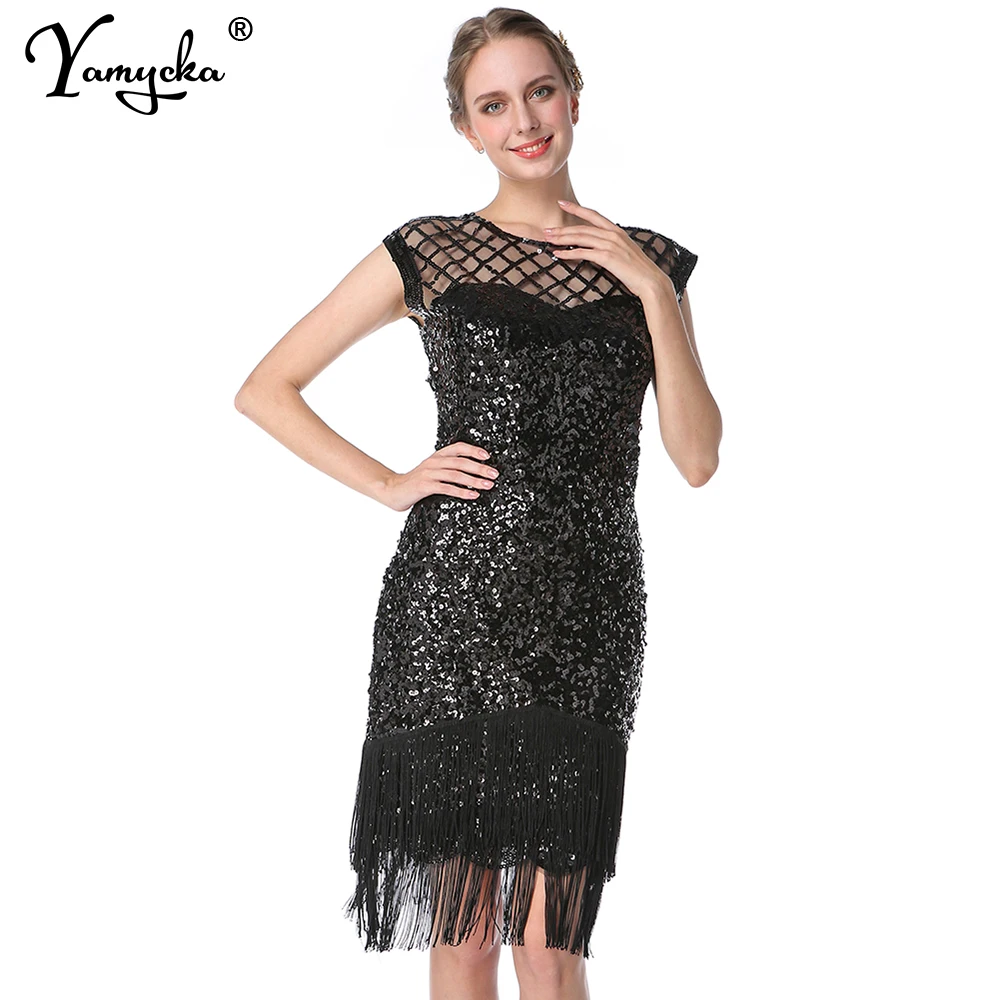 Sexy vintage preto lantejoulas vestido de verão feminino elegante bodycon vestidos de festa mulher ver através de malha vestidos de baile de noite