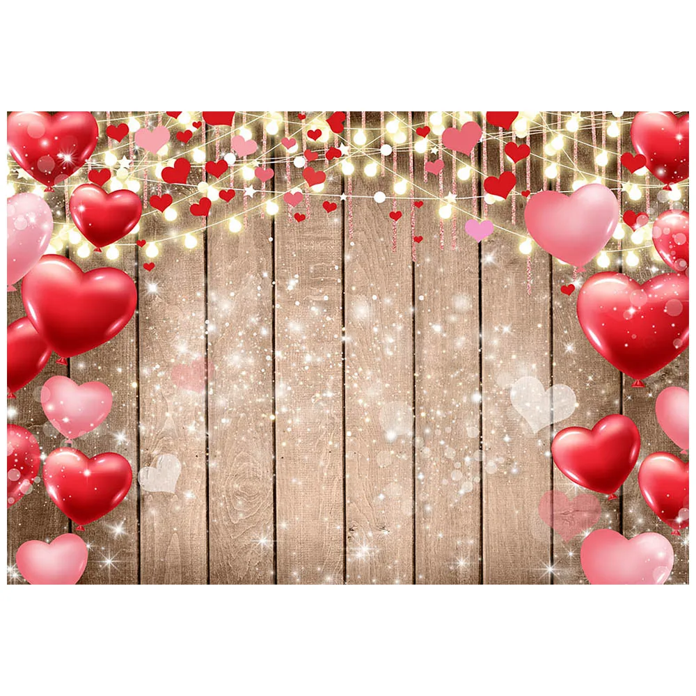Mocsicka drewniane walentynki fotografia tła czerwone różowe serce balon zdjęcie tło dla Photo Studio fotokomórki rekwizyty