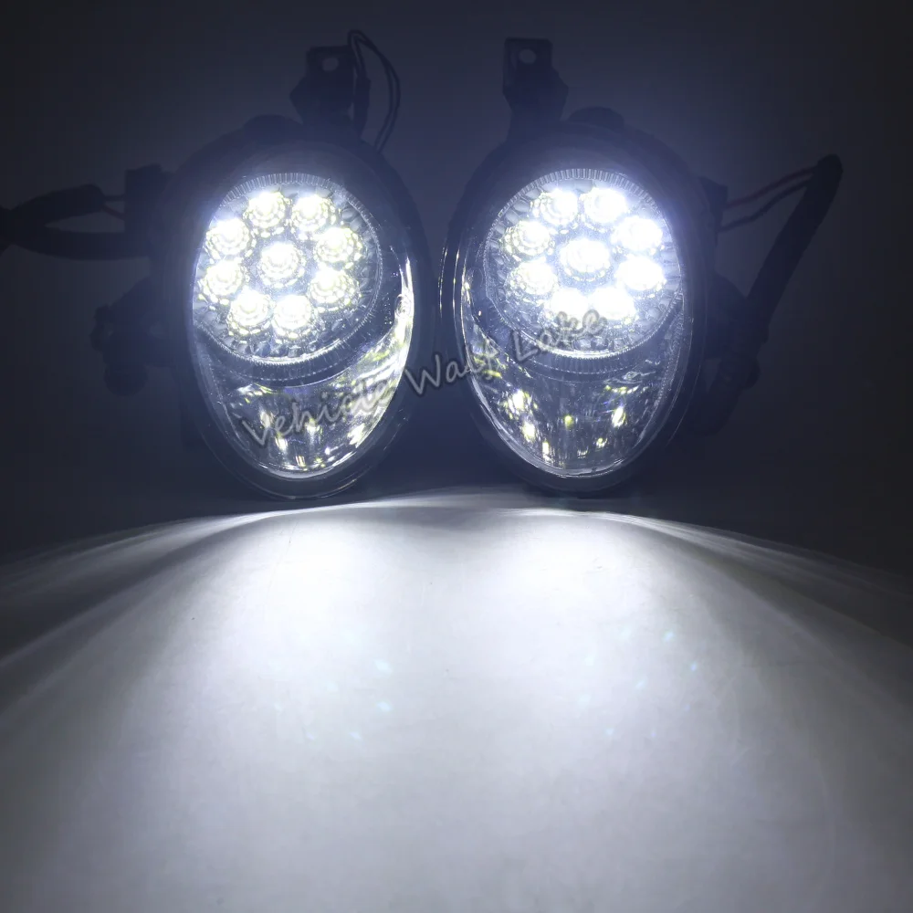 Dla VW Caddy 2004 2005 2006 2007 2008 2009 2010 samochód stylizacji przód 9 LED światła przeciwmgielne światło + osłona na maskownicę + drut — zdjęcie 4