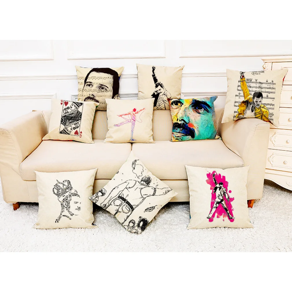 Rock band capa de almofada queen de algodão, capa personalizada decorativa em linho para cadeira têxtil 45x45cm de um lado