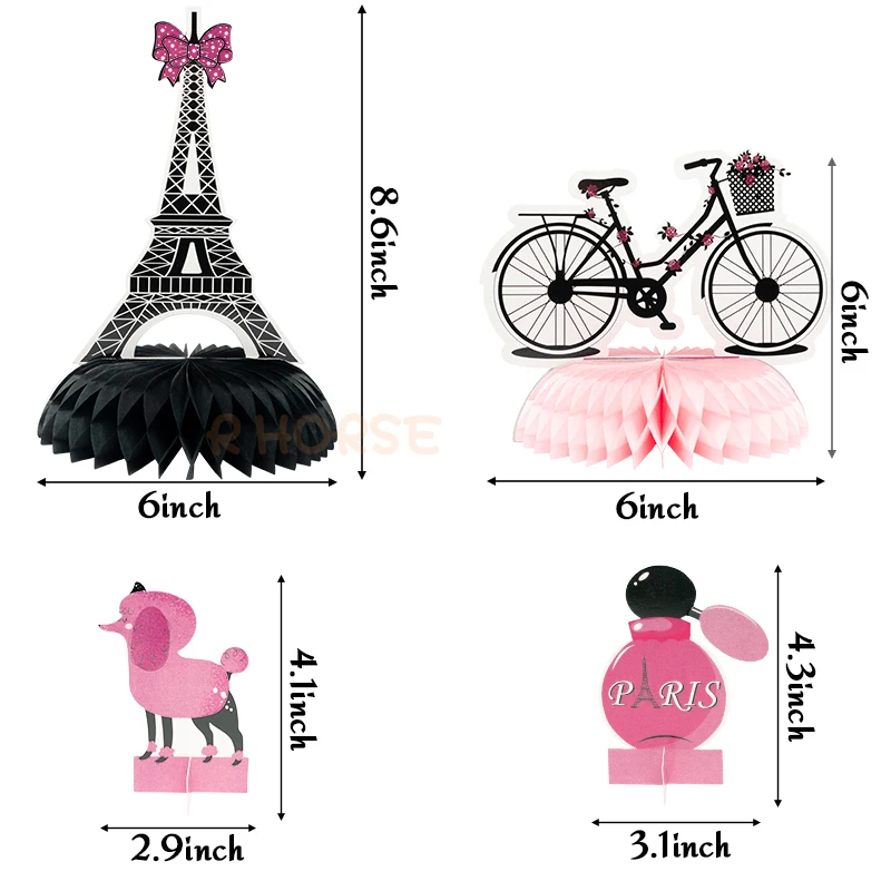 12Pcs Parijs Honingraat Ballen Party Favor Supplies Tafelblad Decor Voor Verjaardag Topper Fiets Roze Romantische Elementen Centerpieces