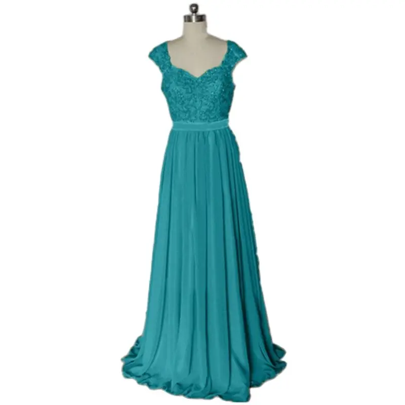 Stock Clear A Line Chiffon Off Shoulder Beading Crystals Cap Sleeve Evening Bridesmaid Dresses Wedding Party Formal Prom