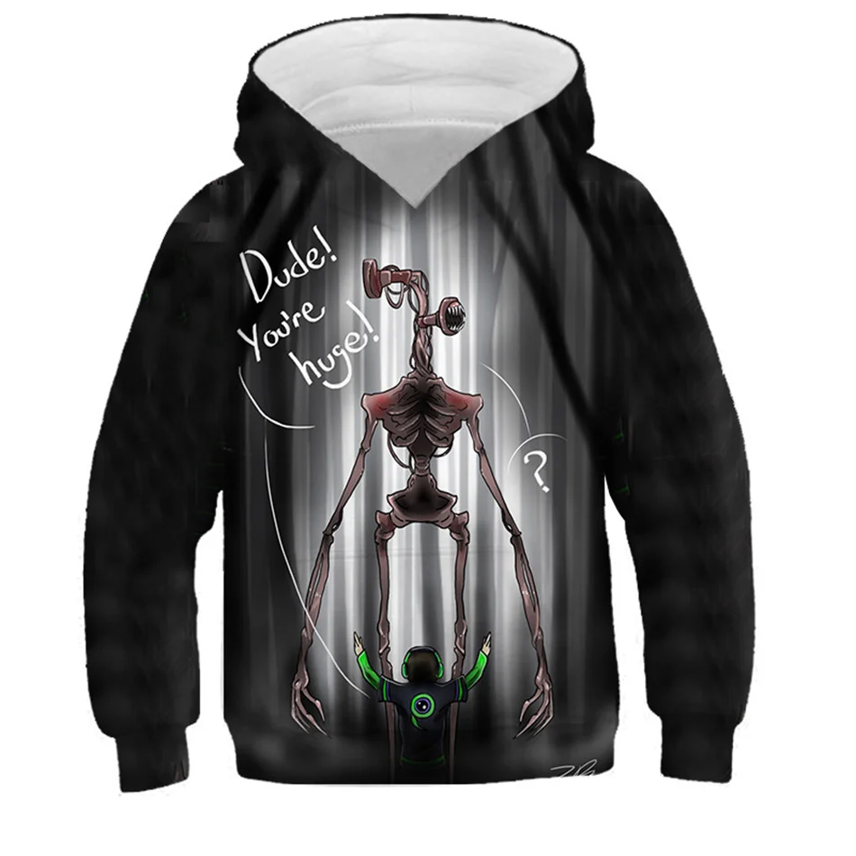 4-13Y Kids Siren Head 3D Print Hoodies SCP Horror Video Game Birthday Hooded Sweatshirts For Boys Girls Children Casual Pullover