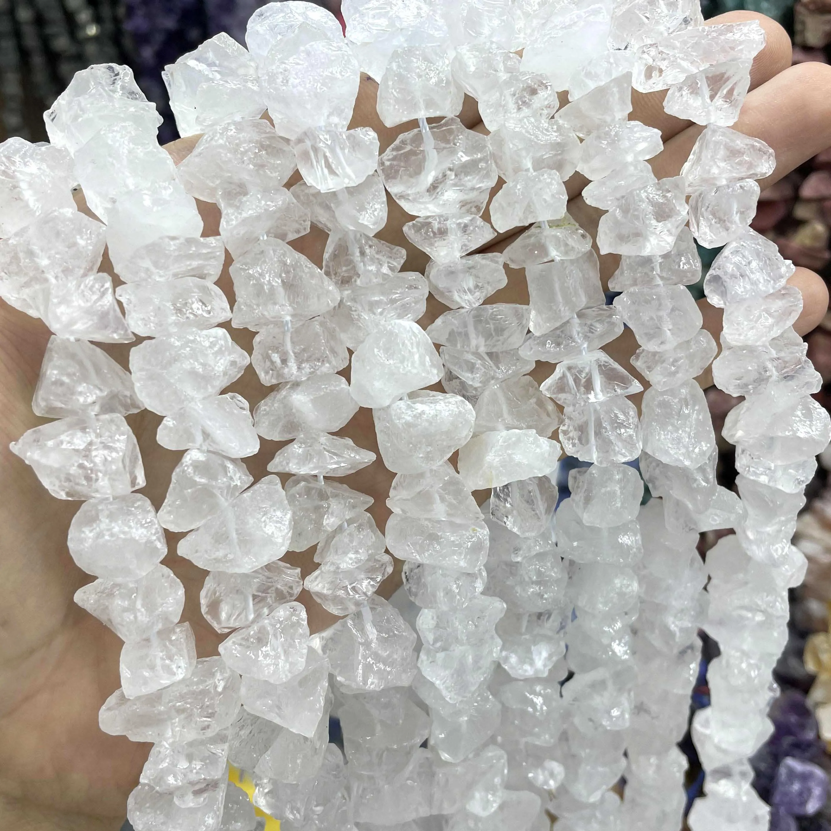 8-12mm Natural Irregular Freeform White Crystal Stone Spacer Beads Minerals Diy Bracelet Necklace Jewelry Making Earrings 7.5