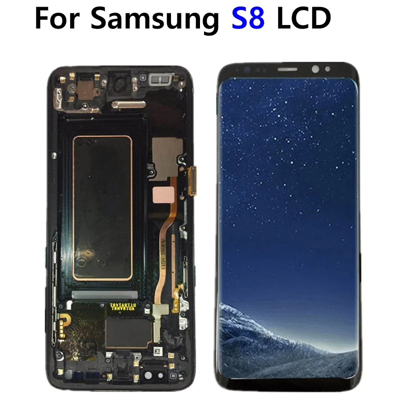 اختبار amoled شاشة تعمل باللمس lcd بديلة لسامسونج غالاكسي s8 g950f ، مع إطار ، محول رقمي لـ s7 g930