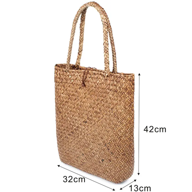 Moda donna estate paglia grande Tote Bag spiaggia Casual borsa a tracolla borsa a mano cestino Shopping Bag