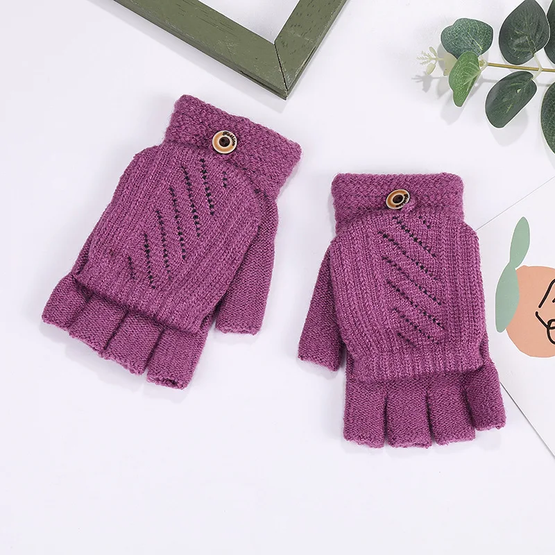 Show Finger Knitted Gloves Thicken Winter Flip Half Finger Gloves Winter Fashion Fingerless Gloves Winter Gloves Women Glove