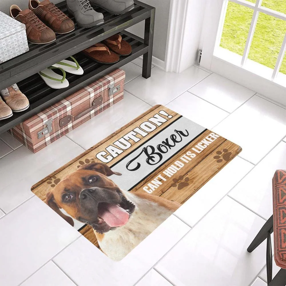 CLOOCL Caution Boxer Cant Hold Its Licker Doormat 3D Print Antislip Absorbent Mat Bathroom Bedroom Kitchen Mat Drop Shipping