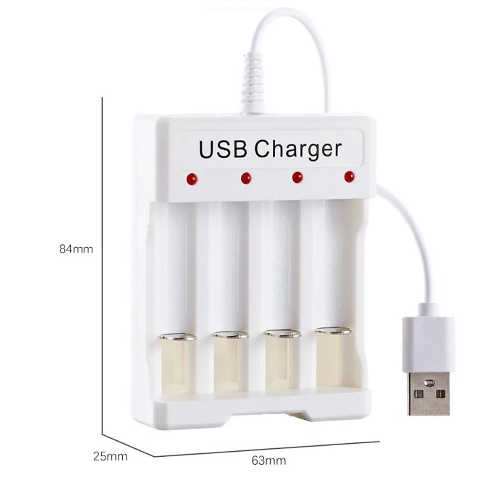 4 yuvaları USB hızlı şarj AA AAA pil şarj cihazı şarj edilebilir Nimh Nicd pil istasyonu için şarj adaptörü DC1.2V 250mA