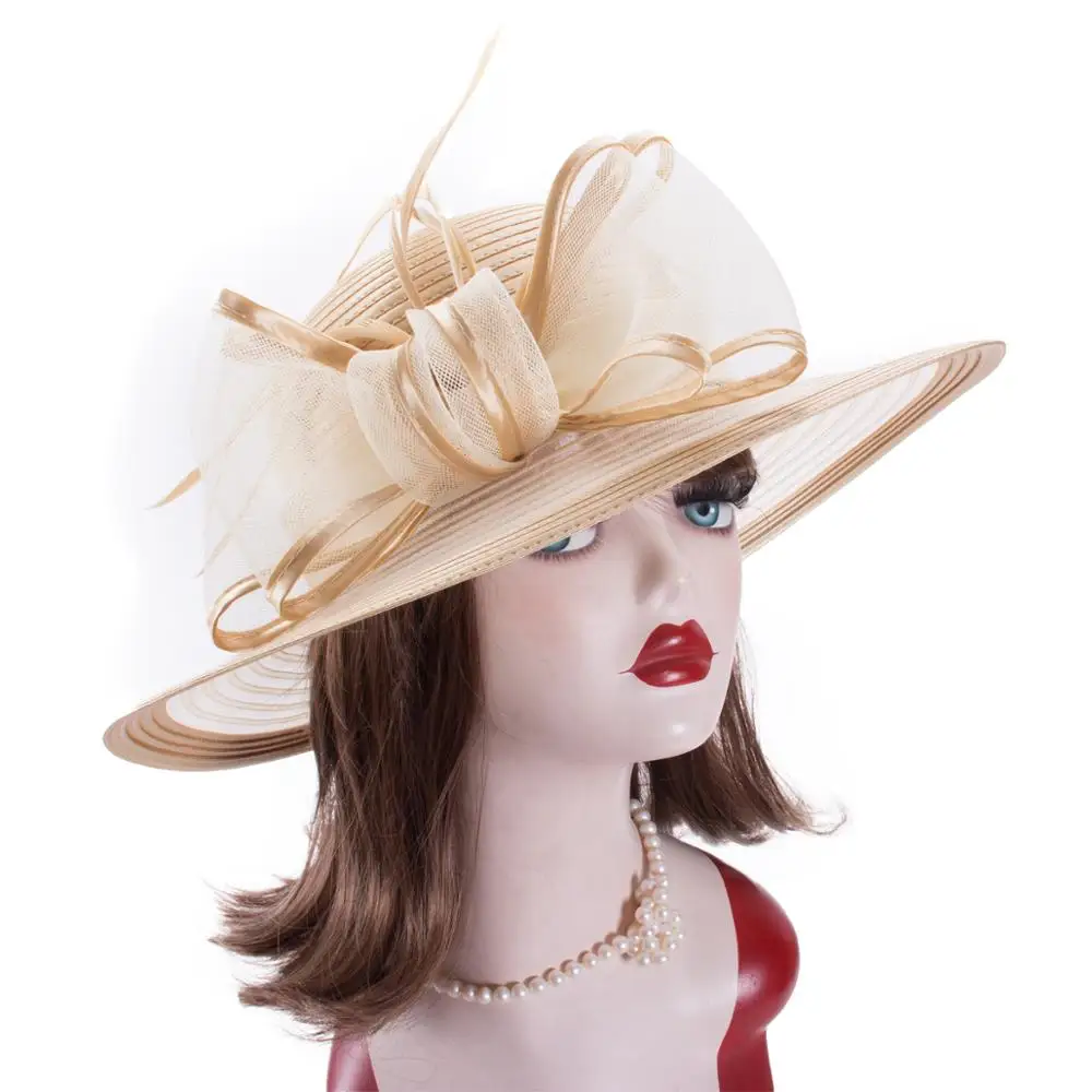 Lawliet Womens Satin Ribbon Sun Summer Hat Church Designer Couture Bridal Kentucky Derby Cap A584